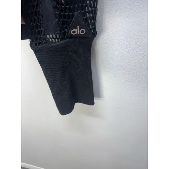 ALO Yoga  Women’s  Mesh Fortuna Hoodie Jacket  Black Sz L - Picture 5 of 13